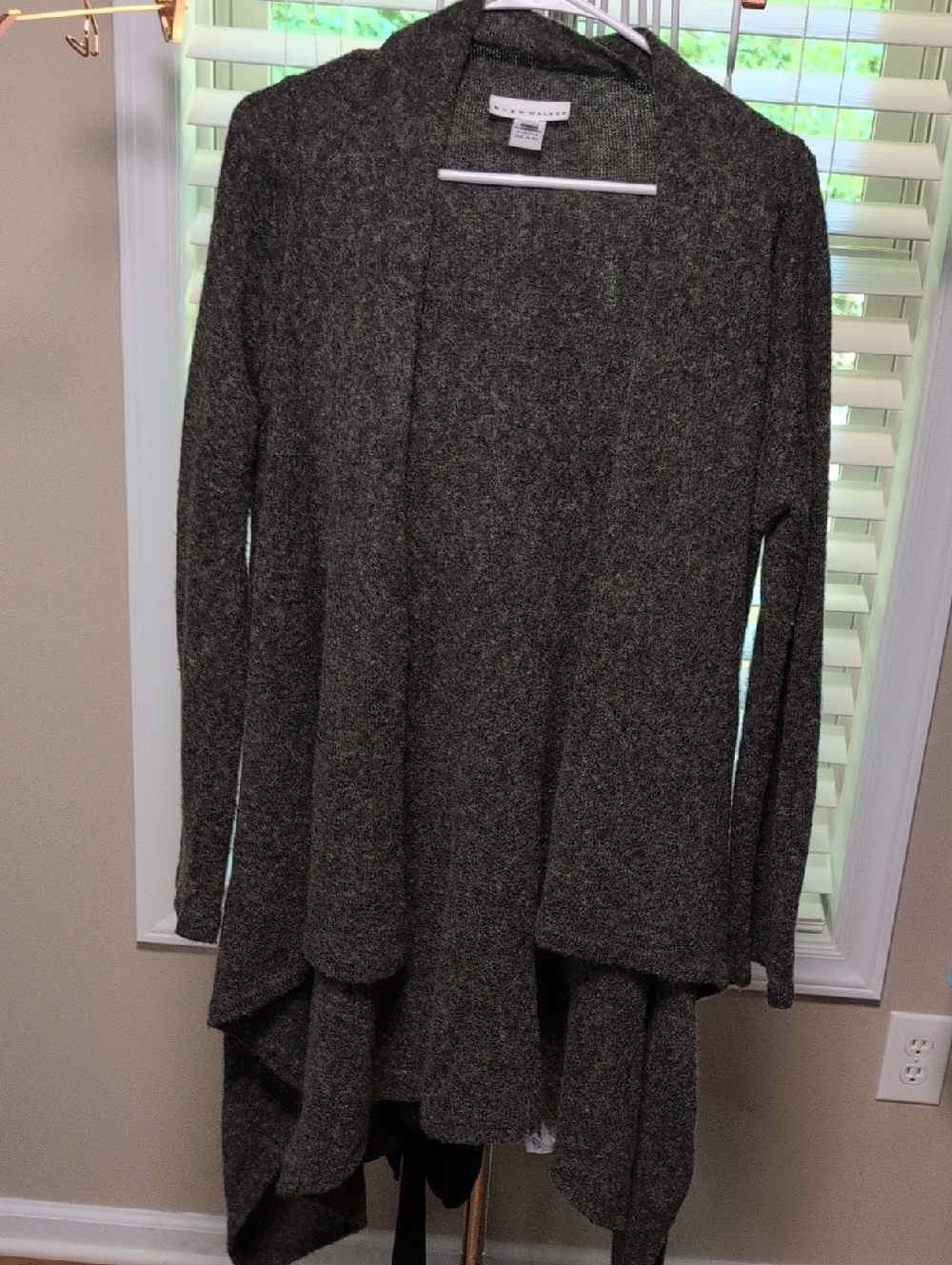 Bryn Walker Gray Open-Front Draped Women's Sweater
